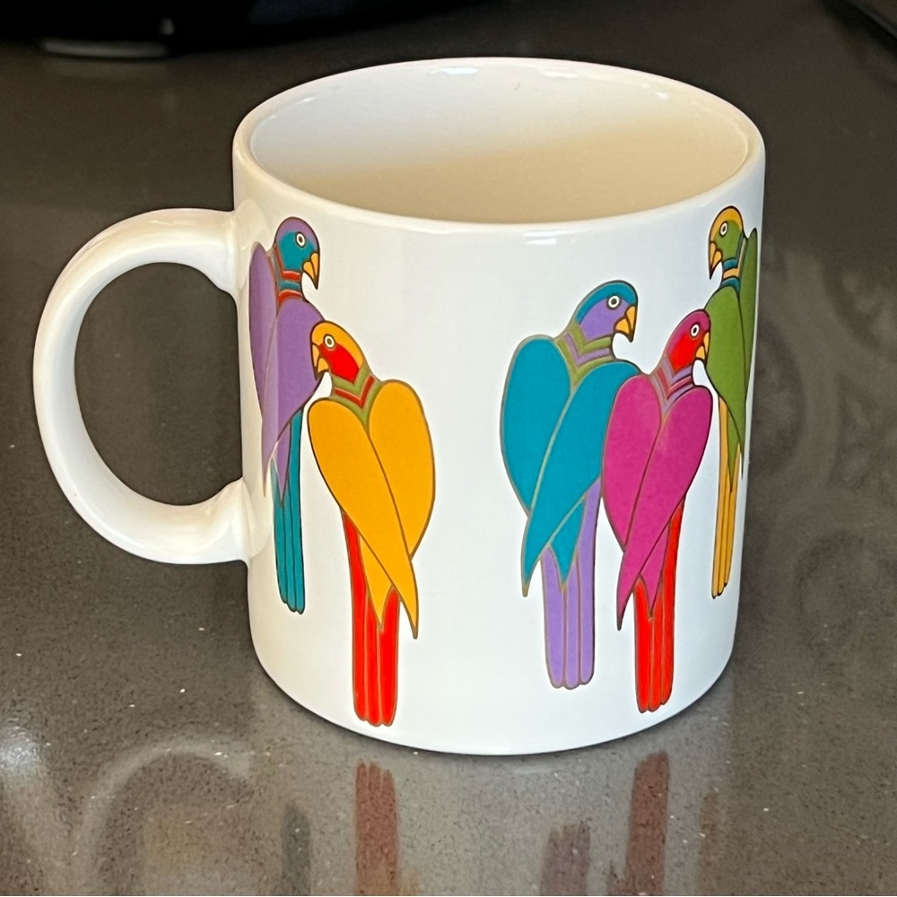 Laurel Burch Vintage Vibrant Multi-Color Brazilian Birds Coffee Mug